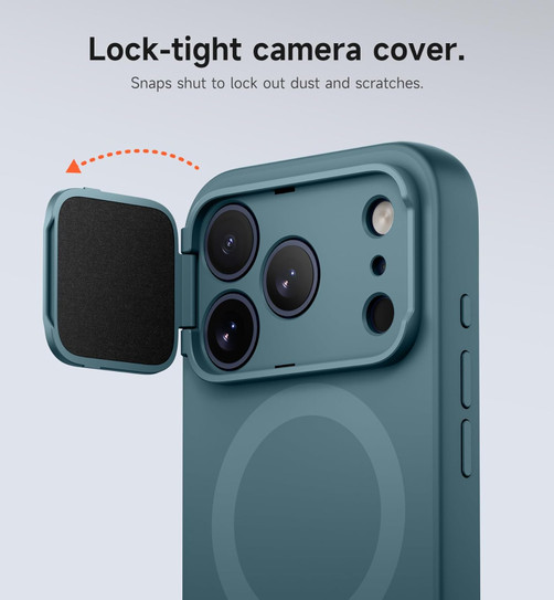 Suritch Flex Armor Case iPhone 17 Pro with Camera Cover and Adjustable Kickstand - Lake Green