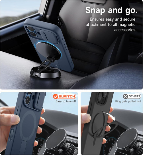 Suritch Flex Armor Case iPhone 17 with Camera Cover and Adjustable Kickstand - Blue