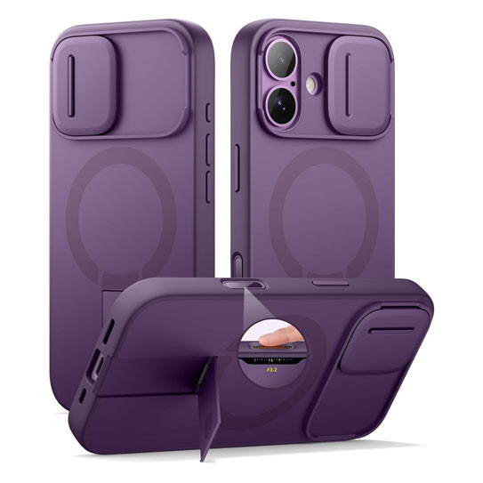 Suritch Flex Armor Case iPhone 17 with Camera Cover and Adjustable Kickstand - Purple