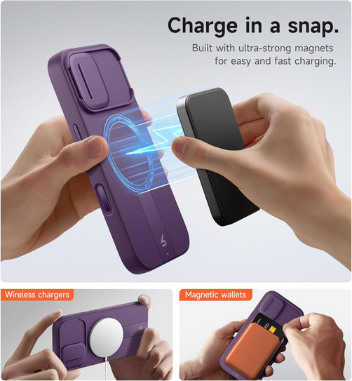 Suritch Flex Armor Case iPhone 17 with Camera Cover and Adjustable Kickstand - Purple