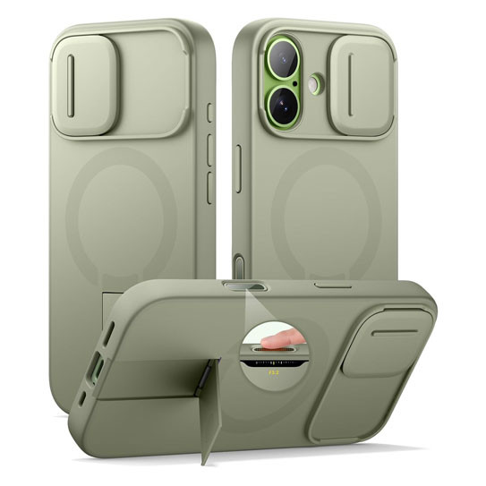 Suritch Flex Armor Case iPhone 17 with Camera Cover and Adjustable Kickstand - Green
