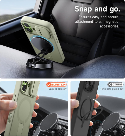 Suritch Flex Armor Case iPhone 17 with Camera Cover and Adjustable Kickstand - Green