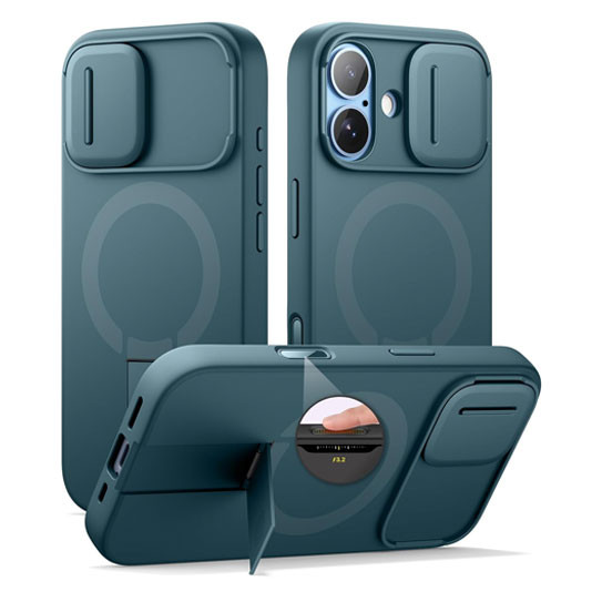 Suritch Flex Armor Case iPhone 17 with Camera Cover and Adjustable Kickstand - Lake Green