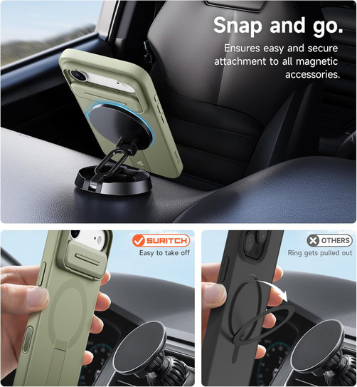 Suritch Flex Armor Case iPhone 17 Air with Camera Cover and Adjustable Kickstand - Green