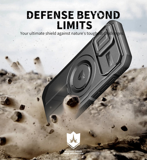 Dexnor Armor Shield MagSafe Case iPhone 17 With Slide Camera Cover & Adjustable Kickstand - Black