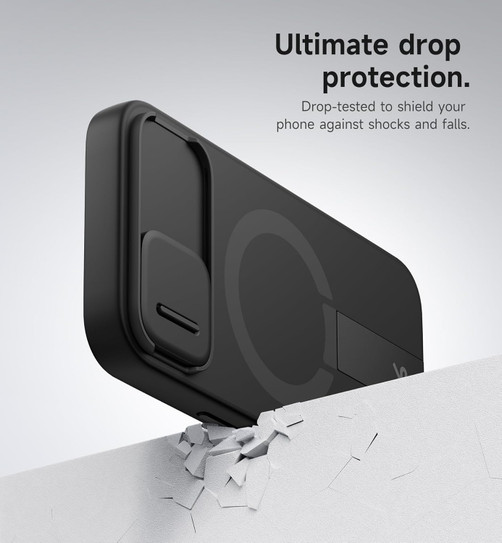 Suritch Flex Armor Case iPhone 17e/16e with Camera Cover and Adjustable Kickstand - Black