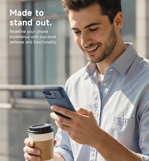 Suritch Flex Armor Case iPhone 17e/16e with Camera Cover and Adjustable Kickstand - Blue