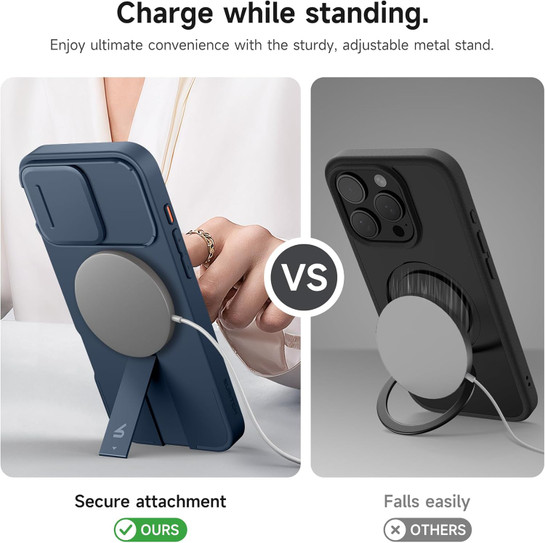 Suritch Flex Armor Case iPhone 16 Pro with Camera Cover and Adjustable Kickstand - Blue