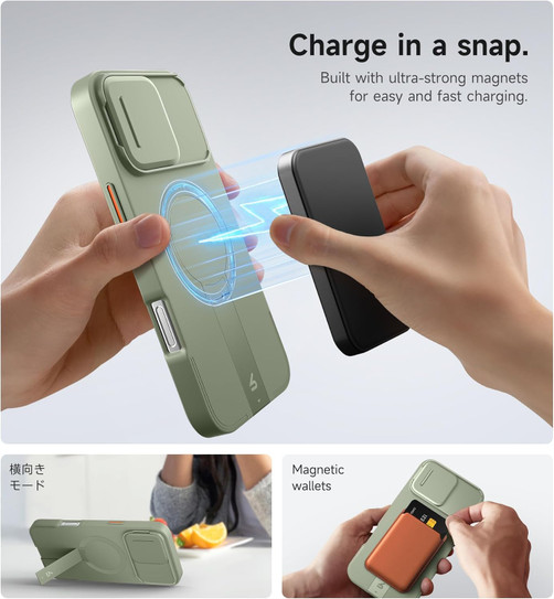 Suritch Flex Armor Case iPhone 16 Pro with Camera Cover and Adjustable Kickstand - Green