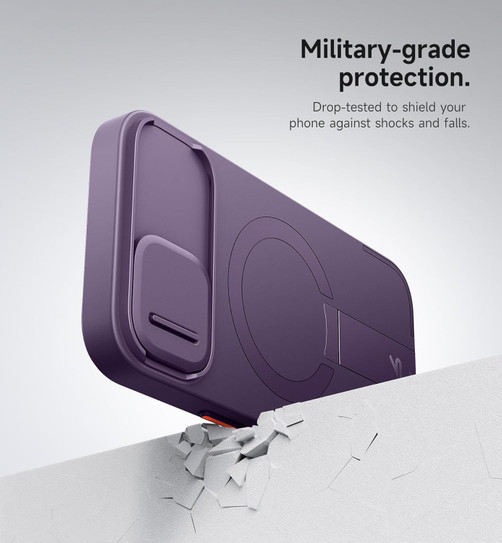 Suritch Flex Armor MagSafe Case iPhone 14 Plus/15 Plus with Camera Cover and Adjustable Kickstand - Dark Purple