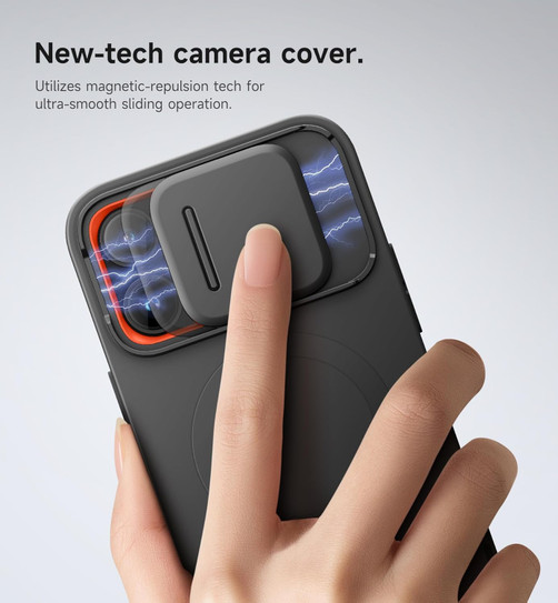 Suritch Flex Armor MagSafe Case iPhone 14 Pro Max with Camera Cover and Adjustable Kickstand - Black