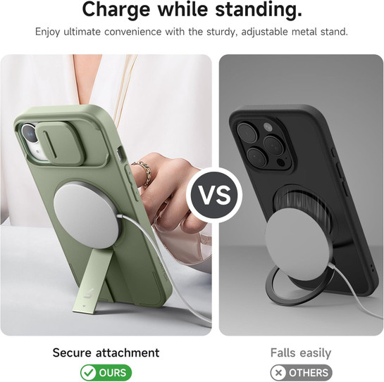 Suritch Flex Armor MagSafe Case iPhone 14/13 with Camera Cover and Adjustable Kickstand - Green
