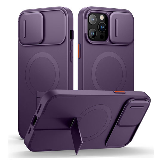 Suritch Flex Armor MagSafe Case iPhone 13 Pro Max with Camera Cover and Adjustable Kickstand - Dark Purple