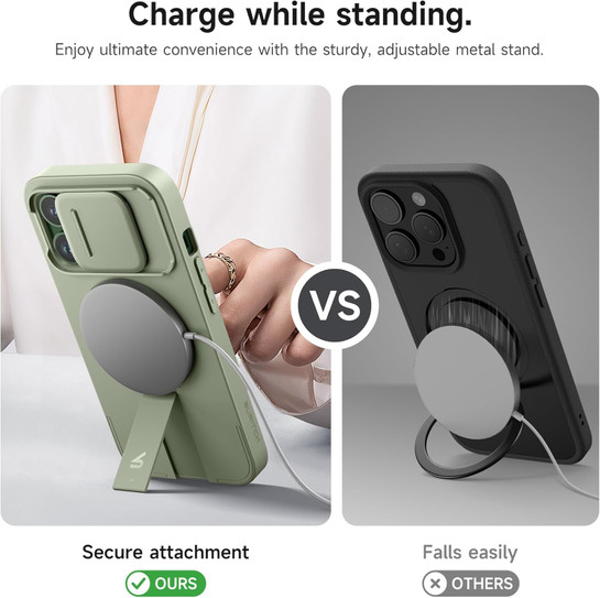 Suritch Flex Armor MagSafe Case iPhone 13 Pro with Camera Cover and Adjustable Kickstand - Green