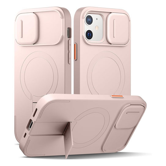 Suritch Flex Armor MagSafe Case iPhone 12/12 Pro with Camera Cover and Adjustable Kickstand - Pink