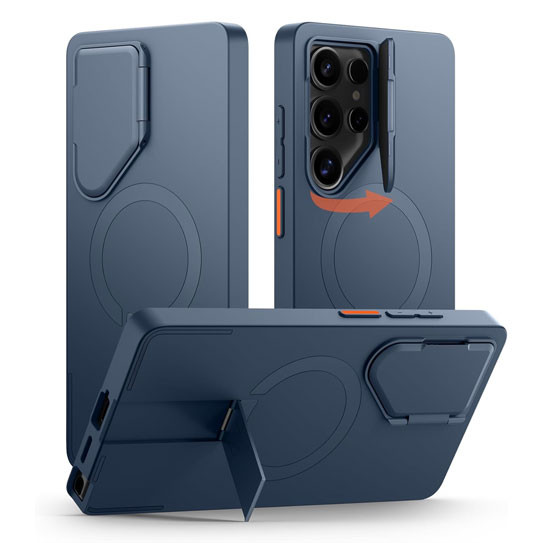 Suritch Flex Armor MagSafe Case Samsung Galaxy S26 Ultra with Camera Cover and Adjustable Metal Kickstand - Dark Blue