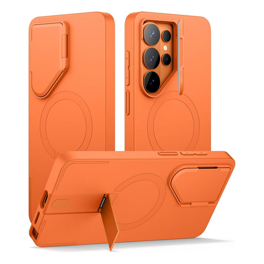 Suritch Flex Armor MagSafe Case Samsung Galaxy S26 Ultra with Camera Cover and Adjustable Metal Kickstand - Orange