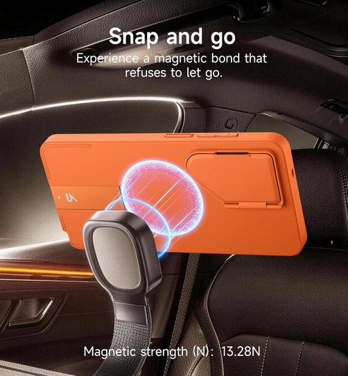 Suritch Flex Armor MagSafe Case Samsung Galaxy S26 Ultra with Camera Cover and Adjustable Metal Kickstand - Orange