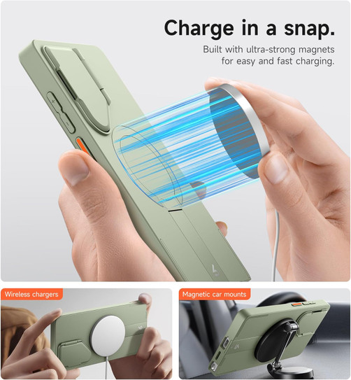 Suritch Flex Armor MagSafe Case Samsung Galaxy S26 Ultra with Camera Cover and Adjustable Metal Kickstand - Sage Green