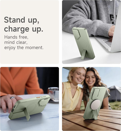 Suritch Flex Armor MagSafe Case Samsung Galaxy S26+ Plus with Camera Cover and Adjustable Metal Kickstand - Sage Green
