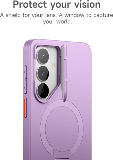 Suritch Flex Armor MagSafe Case Samsung Galaxy S26+ Plus with Camera Cover and Adjustable Metal Kickstand - Taro Purple