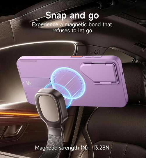 Suritch Flex Armor MagSafe Case Samsung Galaxy S26+ Plus with Camera Cover and Adjustable Metal Kickstand - Taro Purple
