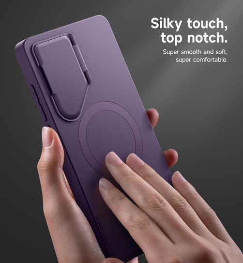 Suritch Flex Armor MagSafe Case Samsung Galaxy S25 Ultra with Camera Cover and Adjustable Metal Kickstand - Dark Purple