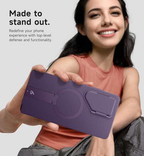 Suritch Flex Armor MagSafe Case Samsung Galaxy S25 Ultra with Camera Cover and Adjustable Metal Kickstand - Dark Purple