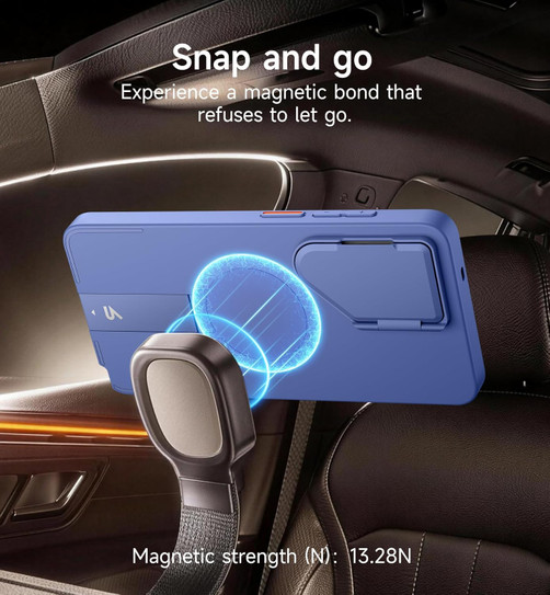 Suritch Flex Armor MagSafe Case Samsung Galaxy S25 Ultra with Camera Cover and Adjustable Metal Kickstand - Starlight Blue
