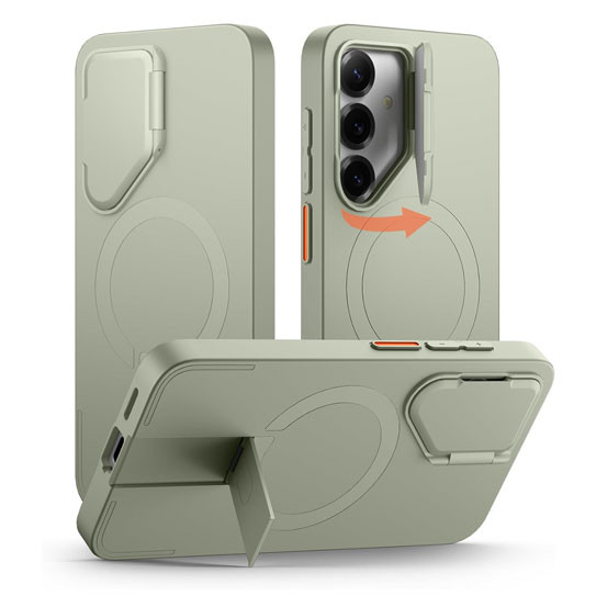 Suritch Flex Armor MagSafe Case Samsung Galaxy S25+ Plus with Camera Cover and Adjustable Metal Kickstand - Sage Green