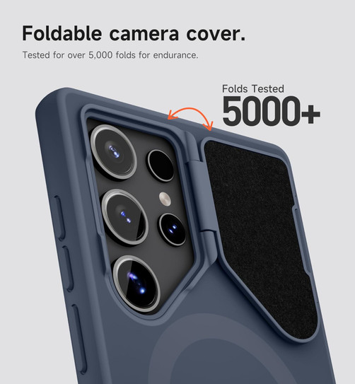 Suritch Flex Armor MagSafe Case Samsung Galaxy S24 Ultra with Camera Cover and Adjustable Metal Kickstand - Dark Blue