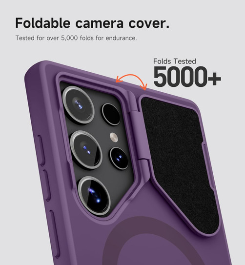 Suritch Flex Armor MagSafe Case Samsung Galaxy S24 Ultra with Camera Cover and Adjustable Metal Kickstand - Dark Purple
