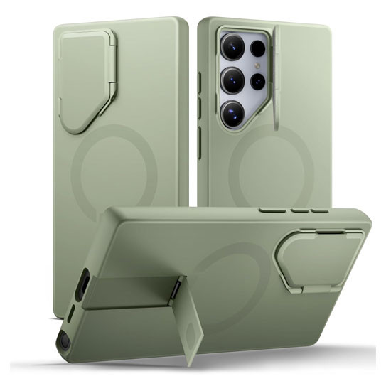 Suritch Flex Armor MagSafe Case Samsung Galaxy S24 Ultra with Camera Cover and Adjustable Metal Kickstand - Sage Green