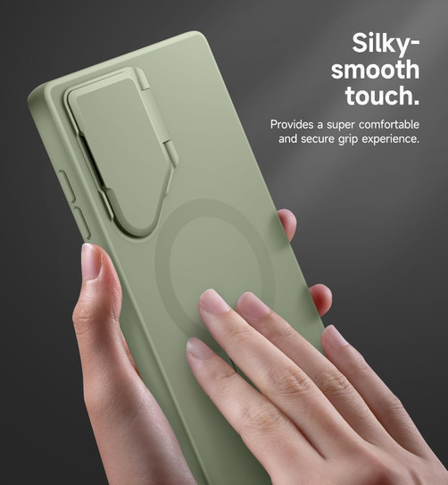 Suritch Flex Armor MagSafe Case Samsung Galaxy S24 Ultra with Camera Cover and Adjustable Metal Kickstand - Sage Green