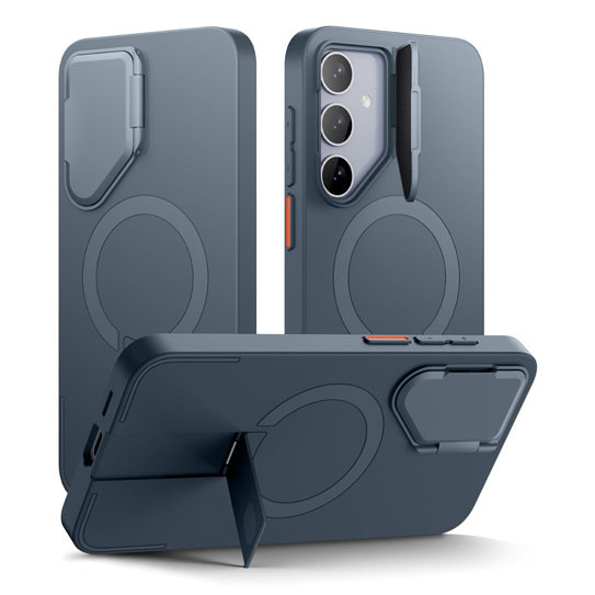 Suritch Flex Armor MagSafe Case Samsung Galaxy S24+ Plus with Camera Cover and Adjustable Metal Kickstand - Dark Blue