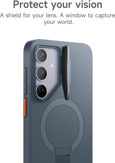 Suritch Flex Armor MagSafe Case Samsung Galaxy S24+ Plus with Camera Cover and Adjustable Metal Kickstand - Dark Blue