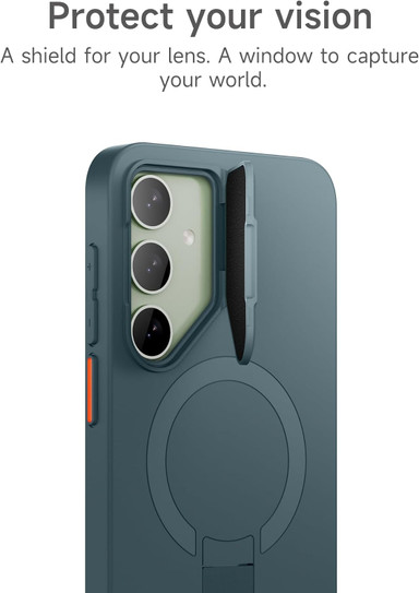 Suritch Flex Armor MagSafe Case Samsung Galaxy S24+ Plus with Camera Cover and Adjustable Metal Kickstand - Lake Green