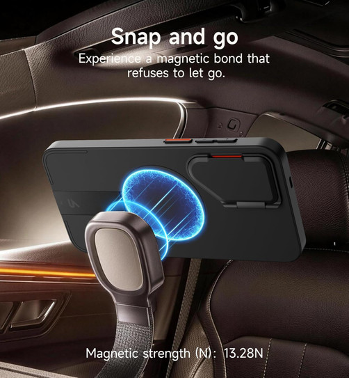 Suritch Flex Armor MagSafe Case Samsung Galaxy S24 with Camera Cover and Adjustable Metal Kickstand - Black