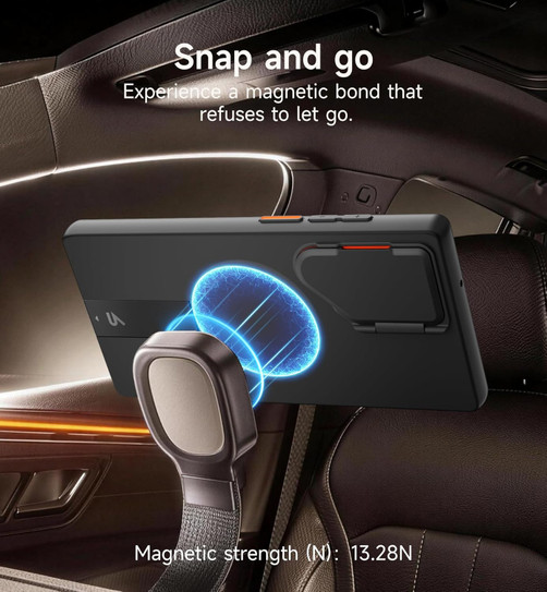 Suritch Flex Armor MagSafe Case Samsung Galaxy S23 Ultra with Camera Cover and Adjustable Metal Kickstand - Black