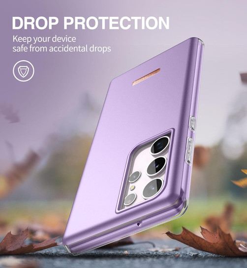 Suritch Dual-Layer Protection Case Samsung Galaxy S23 Ultra with Built-in Screen Protector - Pure Purple
