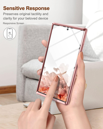 Suritch Case Samsung Galaxy S22 Ultra with Built-in Screen Protector - Rose Gold