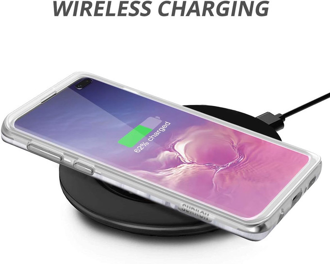 Suritch Case Samsung Galaxy S10+ Plus with Built-in Screen Protector - Black Marble