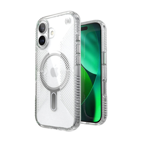 Speck Presidio Clear Grip MagSafe With ClickLock Case iPhone 17 - Clear/Silver 