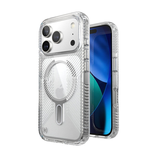 Speck Presidio Clear Grip MagSafe With ClickLock Case iPhone 17 Pro - Clear/Silver 