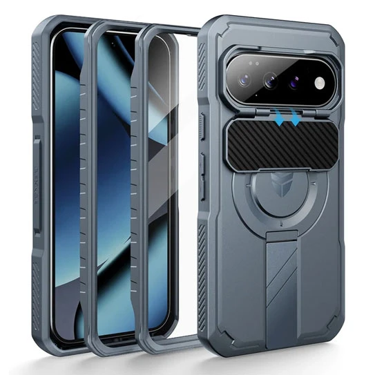 Dexnor Rugged Armor Case Google Pixel 11/11 Pro with Flip Camera Cover - Blue