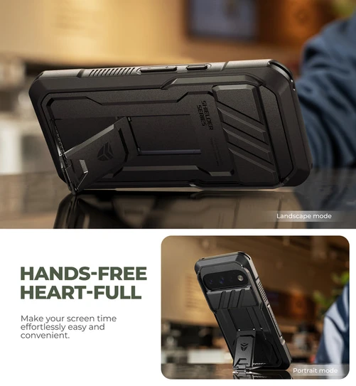 Dexnor Rugged Armor Case Google Pixel 11/11 Pro with Slide Flip Camera Cover - Black