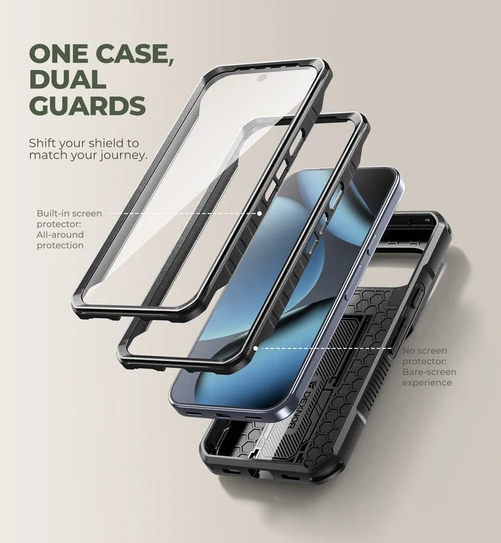 Dexnor Rugged Armor Case Google Pixel 11/11 Pro with Slide Flip Camera Cover - Black