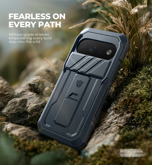 Dexnor Rugged Armor Case Google Pixel 11/11 Pro with Slide Flip Camera Cover - Blue