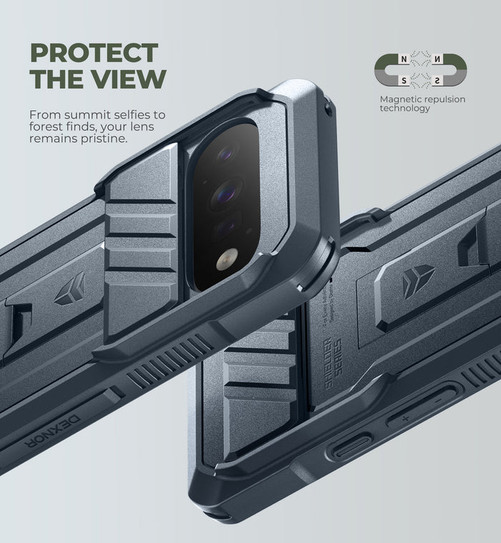 Dexnor Rugged Armor Case Google Pixel 11/11 Pro with Slide Flip Camera Cover - Blue