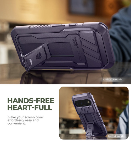 Dexnor Rugged Armor Case Google Pixel 11/11 Pro with Slide Flip Camera Cover - Purple